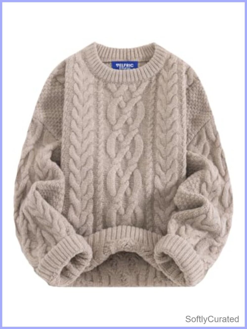 Oversized Chunky Cable Knit Crew Neck Pullover Sweater Womens Fall